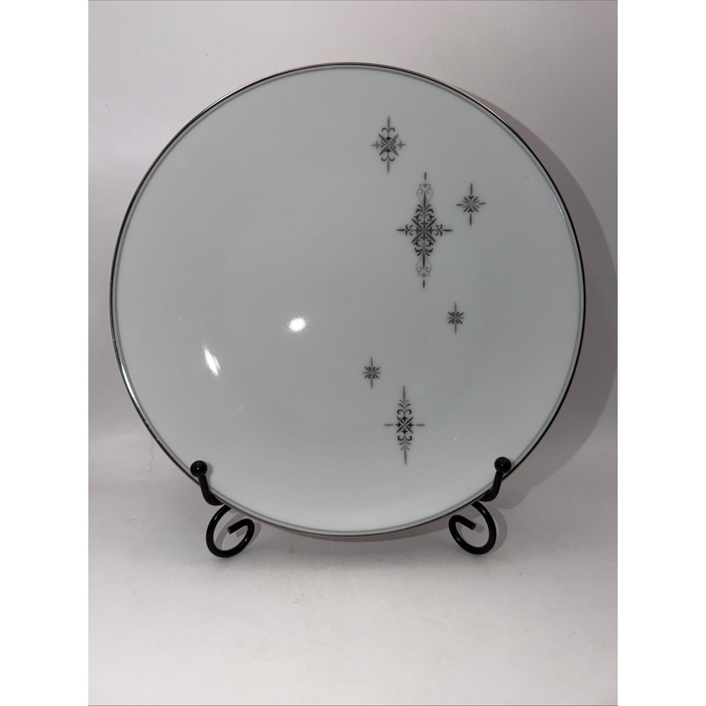 Noritake Stella 6602 Salad Plate 8" Atomic Star Platinum Trim Japan VTG MCM